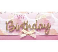 Carte d'anniversaire Surprise Happy Birthday, cercles roses - 11 x 22 cm