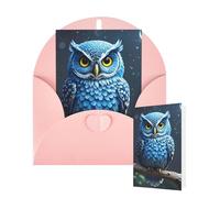 Carte d'anniversaire vierge 10 x 15 cm avec enveloppes Motif chouette bleue Pour toutes les occasions Carte « Thinking of You » pour invitation de mariage d'affaires