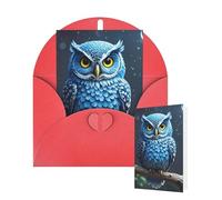 Carte d'anniversaire vierge 10 x 15 cm avec enveloppes Motif chouette bleue Pour toutes les occasions Carte « Thinking of You » pour invitation de mariage d'affaires