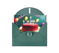 Carte d'anniversaire WHJSHOP vert foncé avec belles impressions - Papier nacré double face haut de gamme avec boucle d'amour et enveloppe en papier nacré