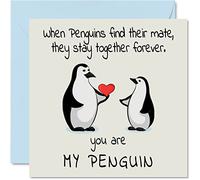 Carte d'anniversaire - You Are My Penguin - Jolie carte d'anniversaire de mariage romantique pour femme, mari, petite amie, petit ami, partenaire, lui, elle, 145 mm x 145 mm, cartes de vœux de