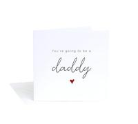 Carte d'annonce de naissance « You're going to be a daddy », motif minimaliste blanc avec cœur, 15 x 15 cm, papier cartonné de qualité supérieure, avec enveloppe, révélation de grossesse, fête