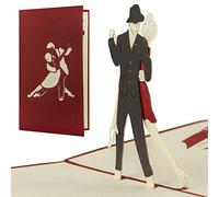 Carte danse 3D pop up avec couple qui danse, utilisée comme carte cadeau pour des cours de danse, carte d'anniversaire, carte de félicitations de mariage pour danseurs ou carte d'invitation, H07