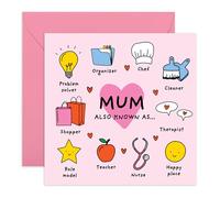 Carte d'appréciation pour mère - Maman également connue sous le nom de héros multi-rôles - Icônes de travail - Dire merci à maman, maman, épouse, femme - pour anniversaire ou fête des mères - Livré