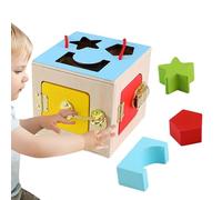 Carte d'apprentissage des jouets éducatifs avec coffre-fort en bois, jouets créatifs pour l'apprentissage des compétences pratiques de vie avec divers mécanismes de