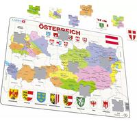 Carte D'Autriche - Cadre/Planche Puzzle En Bois 29cm x 37cm (LRS K41-DE)