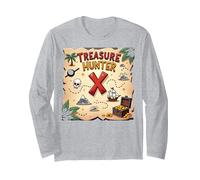 Carte d'aventure Pirate pour Enfant Motif crâne Doré Manche Longue, Unisexe pour Adultes, Gris Chiné, XXL