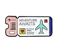 Carte d'avion lettre anglaise aventure attend un cadeau de bijoux avec broche à rabat avec broche à revers pratique traitement