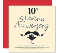 Carte de 10e anniversaire de mariage pour mari, épouse, petit ami, petite amie, 10e anniversaire de mariage, carte de mariage en étain pour femme, homme, elle, lui, cartes de vœux de 145 mm, fiancé,