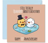 Carte de 11e anniversaire pour homme et femme - Still Quackers About You - Carte d'anniversaire de 11 ans pour petite amie, mari, épouse, compagnon, 14 cm