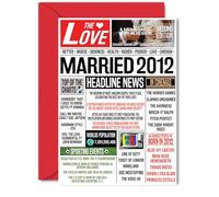 Carte de 13e anniversaire de mariage pour homme et femme - Journal marié 2012 - Carte d'anniversaire de mariage pour partenaire, mari, compagnon, épouse, 13 x 17,8 cm
