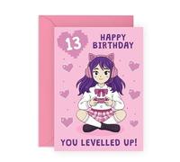 Carte de 13e anniversaire Gamer Girl - Design de jeu pastel - Pour fille, sœur, nièce, petite-fille, adolescente, amie, joueuse, meilleure amie, meilleure amie, jeune - treize ans - livrée avec des