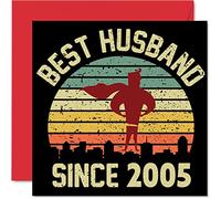 Carte de 17e anniversaire de mariage mari part de épouse - Meilleur mari depuis 2005 - Cadeaux « I Love You » - Cartes de vœux 17e anniversaire de mariage partenaire, cartes de vœux 145 mm x 145 mm