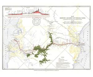 Carte de 1905 montrant l'emplacement du canal de Panama 1899-1902