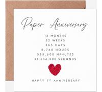 Carte de 1er anniversaire de mariage pour lui, carte d'anniversaire de mariage pour mari, épouse, petite amie, petit ami, couples, carte en forme de cœur faite à la main avec enveloppe (1er
