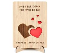 Carte de 1er anniversaire de mariage pour petit ami, petite amie, 1er anniversaire de mariage pour femme, mari, carte d'anniversaire de 1 an en bois faite à la main, cadeau pour couple, elle, lui