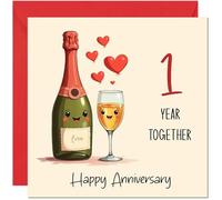 Carte de 1er anniversaire pour homme et femme - Carte d'anniversaire de 1 an pour petite amie, petit ami, partenaire, cartes de vœux pour lui et elle