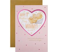 Carte De 1ère Fête Des Mères Pour Maman, Motif Mignon Forever Friends, Carte De Première Fête Des Mères, De Bébé, Rose