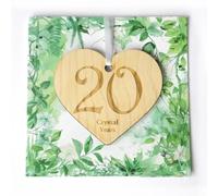 Carte de 20e anniversaire de mariage | Carte d'anniversaire de mariage en cristal de qualité supérieure avec souvenir en bois | Cadeau attentionné pour 20e anniversaire de mariage | Carte parfaite