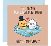 Carte de 22e anniversaire pour homme et femme - Still Quackers About You - Carte d'anniversaire de 22 ans pour partenaire, petite amie, mari, épouse, 14 cm