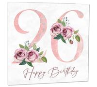 Carte de 26e anniversaire pour femme - Carte d'anniversaire florale pour femme de 26 ans, vingt-six, vingt-sixième pour femme, maman, sœur, tante, nièce, fille
