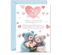 Carte de 29e anniversaire pour homme et femme - Ours en peluche roses - Carte de vœux pour partenaire, mari, petite amie, épouse, A5