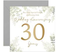 Carte de 30e anniversaire de mariage - Cadeau pour couple spécial - 30e anniversaire de mariage - Motif botanique d'eucalyptus