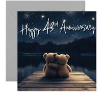 Carte de 43e anniversaire de mariage pour mari ou femme, cadeau de 43e anniversaire de mariage pour couple, célébrant quarante-trois ans ensemble en couple marié, ours en peluche mignons amoureux