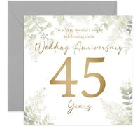 Carte de 45e anniversaire de mariage - Cadeau pour couple spécial célébrant le quarante-cinquième anniversaire de mariage - Motif botanique d'eucalyptus
