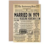 Carte de 46e anniversaire de mariage pour homme et femme - Journal vintage marié en 1979 - Carte d'anniversaire de mariage pour femme, partenaire, mari, compagnon, 12,7 x 17,8 cm