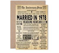 Carte de 47e anniversaire de mariage pour homme et femme - Journal vintage marié en 1978 - Carte d'anniversaire de mariage pour compagnon, épouse, partenaire, mari, 12,7 x 17,8 cm