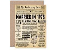 Carte de 47e anniversaire de mariage pour homme et femme - Journal vintage marié en 1978 - Carte d'anniversaire de mariage pour femme, compagnon, mari, partenaire, cartes de vœux d'anniversaire A5