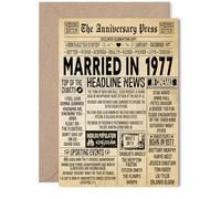 Carte de 48e anniversaire de mariage pour homme et femme - Journal vintage marié en 1977 - Carte d'anniversaire de mariage pour mari, compagnon, épouse, partenaire, 12,7 x 17,8 cm