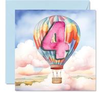 Stuff4 Carte de 4e anniversaire pour garçons et filles - Montgolfière - Carte d'anniversaire de 4 ans pour garçon et fille cartes de quatrième anniversaire pour lui elle 145mm pour nièce neveu
