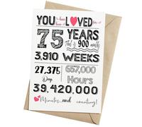 Carte de 75e anniversaire, fournitures de fête de 75e anniversaire, décorations de 75e anniversaire - Dimensions : 12,7 x 17,8 cm - Carte pliée pour lui, elle, femme, homme, grand-mère, grand-père