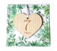 Carte de 7e anniversaire de mariage - Carte d'anniversaire de mariage en cuivre de qualité supérieure avec souvenir en forme de cœur en bois, design élégant et enveloppe de luxe | Cadeau de 7 ans