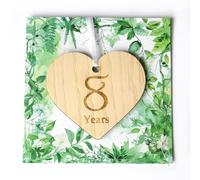 Carte de 8e anniversaire de mariage - Cadeau de 8 ans avec cœur en bois | Cadeau d'anniversaire de mariage en bronze pour mari, femme ou couple - Carte romantique faite à la main