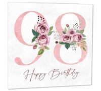 Carte de 98e Anniversaire pour Femme - Cartes d'Anniversaire Florales pour Femme de 98 ans Quatre-vingt-dix-huit, Quatre-vingt-dix-huitième Dames Nan Grand-mère Maman Tante Sœur Mère Amie