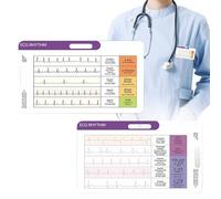 Carte De Badge EKG | Guide de Référence Compact,Carte Badge de Rythme ECG,Pour les Soignants les Étudiants les Enseignants l'Hôpital les Soins à Domicile l'École d'Infirmières