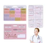 Carte de badge Ekg - Pack compact de feuilles de triche Ecg, guide flash du rythme cardiaque, accessoire d'infirmière médicale, référence d'insertion de cordon facile à lire | pour étudiant pa