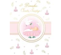 Carte de baptême B6 avec pochette - rose