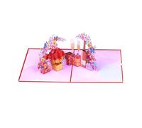 Carte de bénédiction pop-up avec verre à vin et fleurs, faite à la main avec enveloppe, carte d'invitation pliable