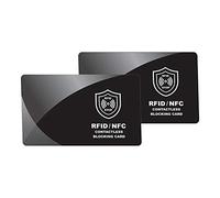 Carte de Blocage RFID | Lot de 2 | Protecteurs de Carte de Crédit, Protection de Cartes Bancaire, Passeport, pour tous le Signaux NFC ou Sans Fil, Portefeuilles et Porte Clips, Protège Portefeuille