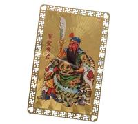 Carte de bonheur « Dieu de la richesse » - Carte chinoise « Dieu de la richesse » - Carte de dieu de la richesse - Feng Shui chinois - Carte talisman dorée pour salon, chambre à coucher, décoration