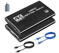 Carte de Capture Vidéo 4K HDMI USB 3.0 1080p 60fps avec Boucle - Compatible PS5, Xbox Series X/S, PC, OBS - Streaming & Jeux Vidéo Noir