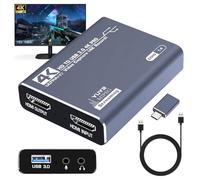 Carte de capture vidéo 4K HDMI vers USB 3.0, 1080P 60Hz Audio Video Capture Card Game Capture Card High Speed 4K HDMI Loop-Out, Carte d'enregistrement vidéo pour PS4/PC/OBS/Caméra/Streaming/Teaching