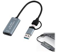 Carte de capture vidéo 4K HDMI vers USB 3.0 Type C et USBA vers HDMI Carte de capture Appareil de streaming 4K @ 30Hz 1080p @ 60fps Game Record 4K Passthrough Loop-out Compatible avec Quest Switch