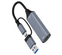 Carte de capture vidéo 4K USB + type C vers enregistreur vidéo HDTV pour caméscope de jeu, caméra de diffusion en direct, câble HDMI en aluminium