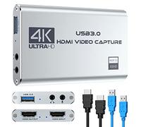 Carte de Capture vidéo Audio Rybozen 4K, périphérique de Capture vidéo HDMI USB 3.0, Full HD 1080P pour l'enregistrement de Jeux, Diffusion en Direct - Argent