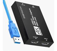 Carte de Capture vidéo, Carte de Capture Audio, Carte de Capture USB 3.0 4K HDMI Loop-Out, 1080P 60FPS Capture de Jeu vidéo pour Streaming, Jeux et Diffusion Xbox/PS4/PS5/OBS/appareil Photo/PC